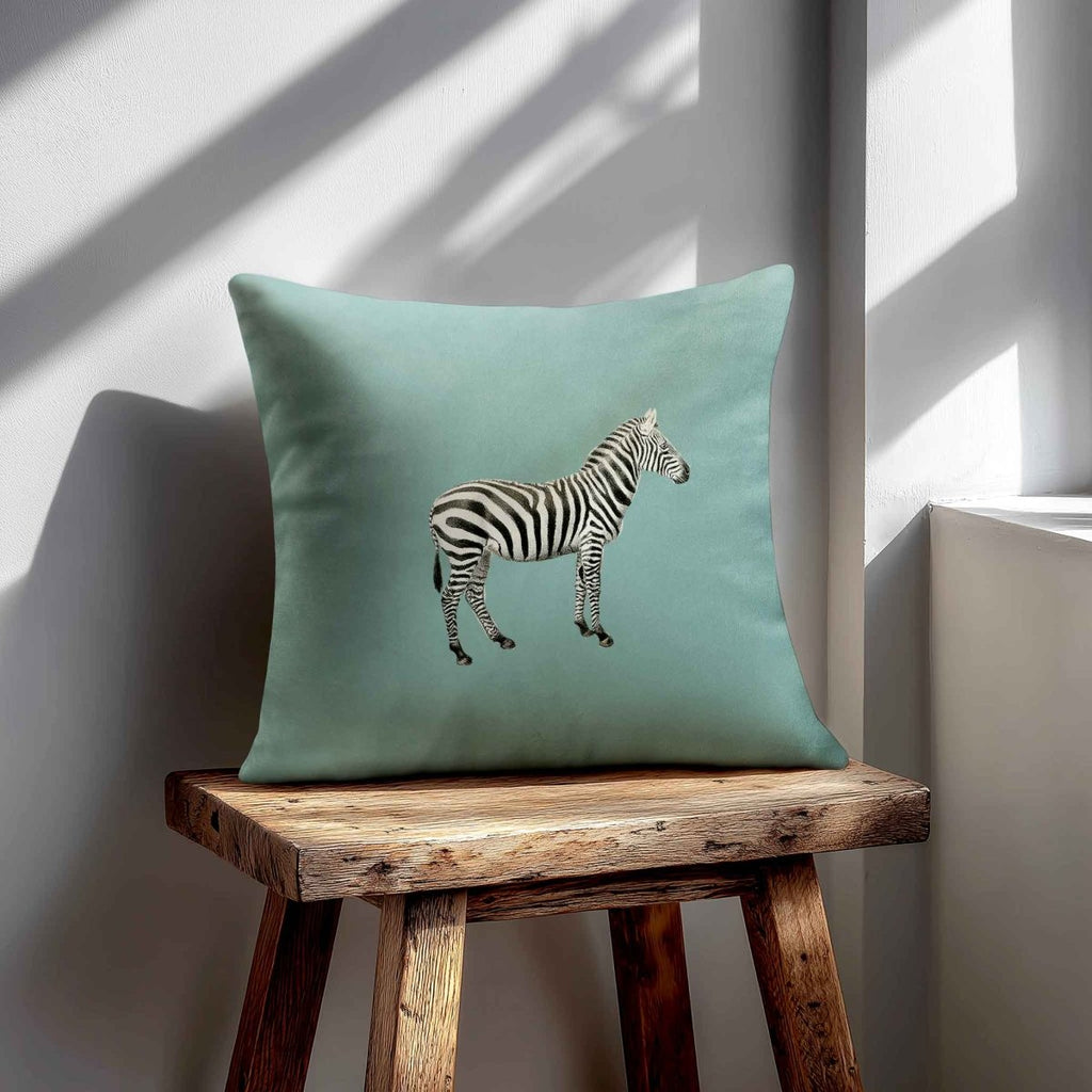 Zebra | Sustainable Velvet Cushion - Blue Surf 40 x 40 cm Standard by Izabela Peters