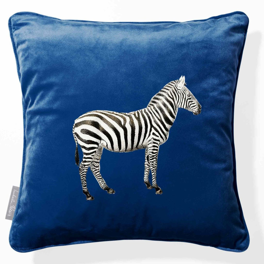 Zebra | Sustainable Velvet Cushion - Estate Blue 40 x 40 cm Piped by Izabela Peters