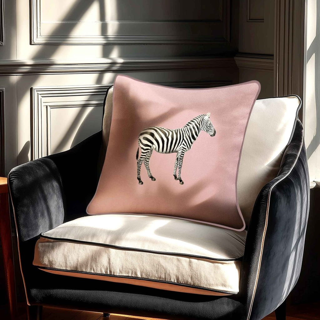 Zebra | Sustainable Velvet Cushion - Rosewater 40 x 40 cm Standard by Izabela Peters