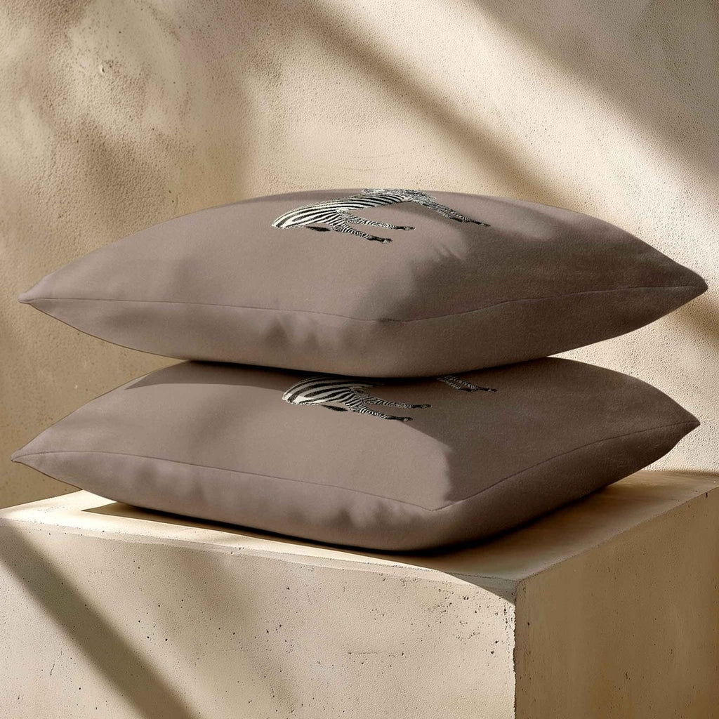 Zebra | Sustainable Velvet Cushion - Dovedale Stone 40 x 40 cm Standard by Izabela Peters