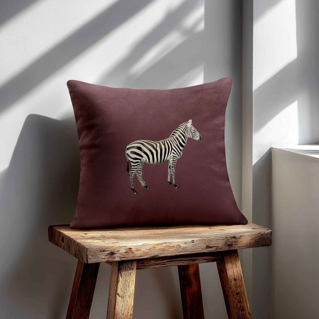 Zebra | Sustainable Velvet Cushion - Italian Grape 40 x 40 cm Standard by Izabela Peters