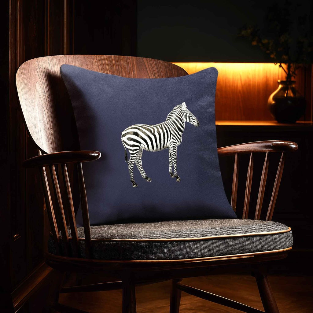 Zebra | Sustainable Velvet Cushion - Graphite 40 x 40 cm Standard by Izabela Peters