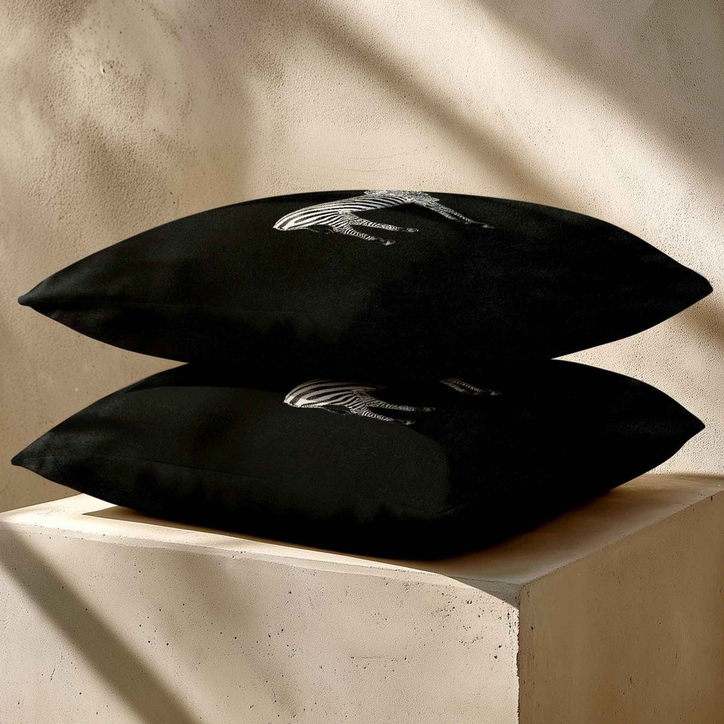 Zebra | Sustainable Velvet Cushion - Charcoal 40 x 40 cm Standard by Izabela Peters