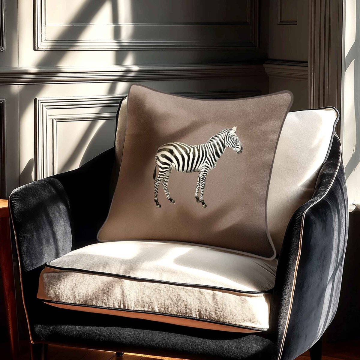 Zebra | Sustainable Velvet Cushion - Dovedale Stone 40 x 40 cm Standard by Izabela Peters