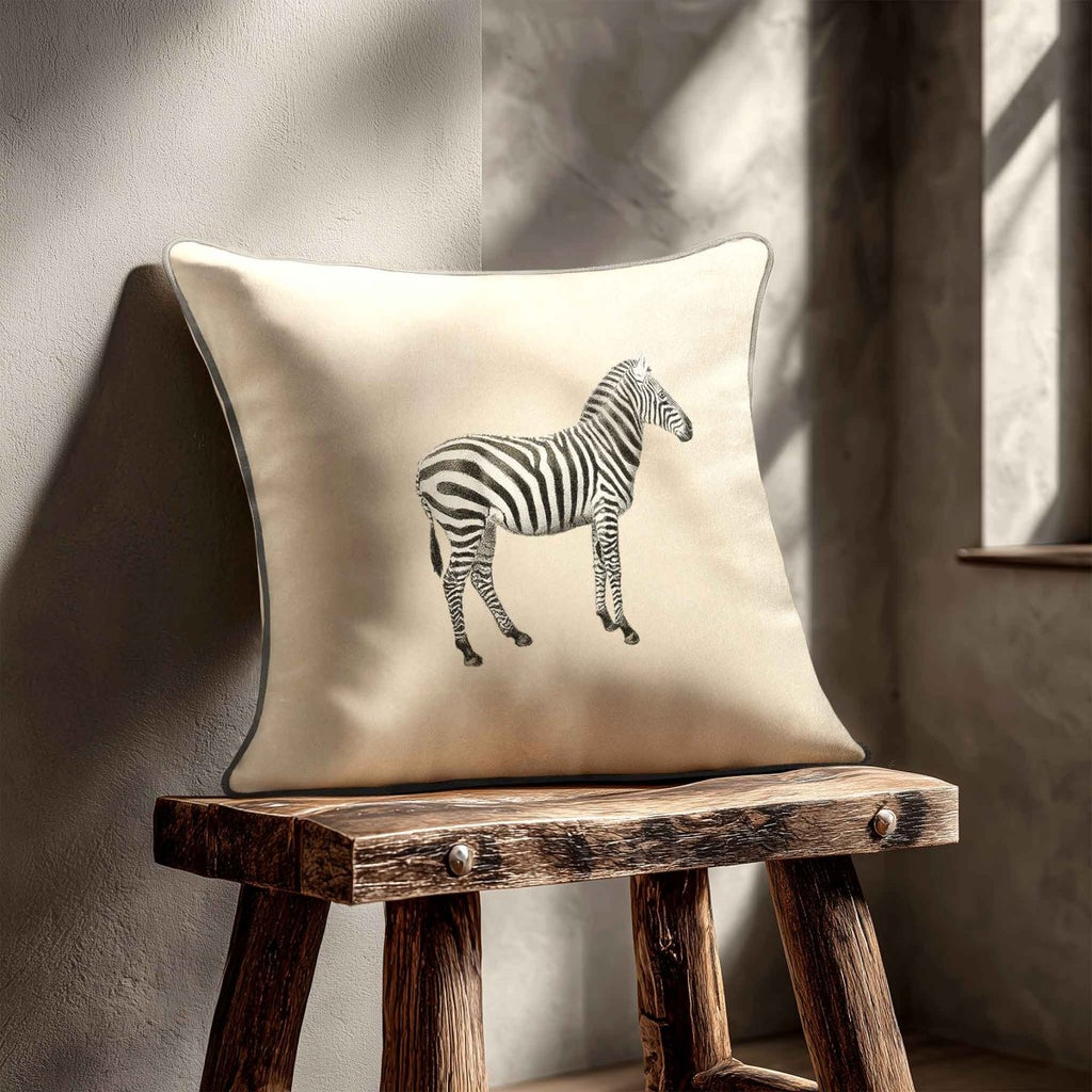 Zebra | Sustainable Velvet Cushion - Ivory Cream 40 x 40 cm Standard by Izabela Peters