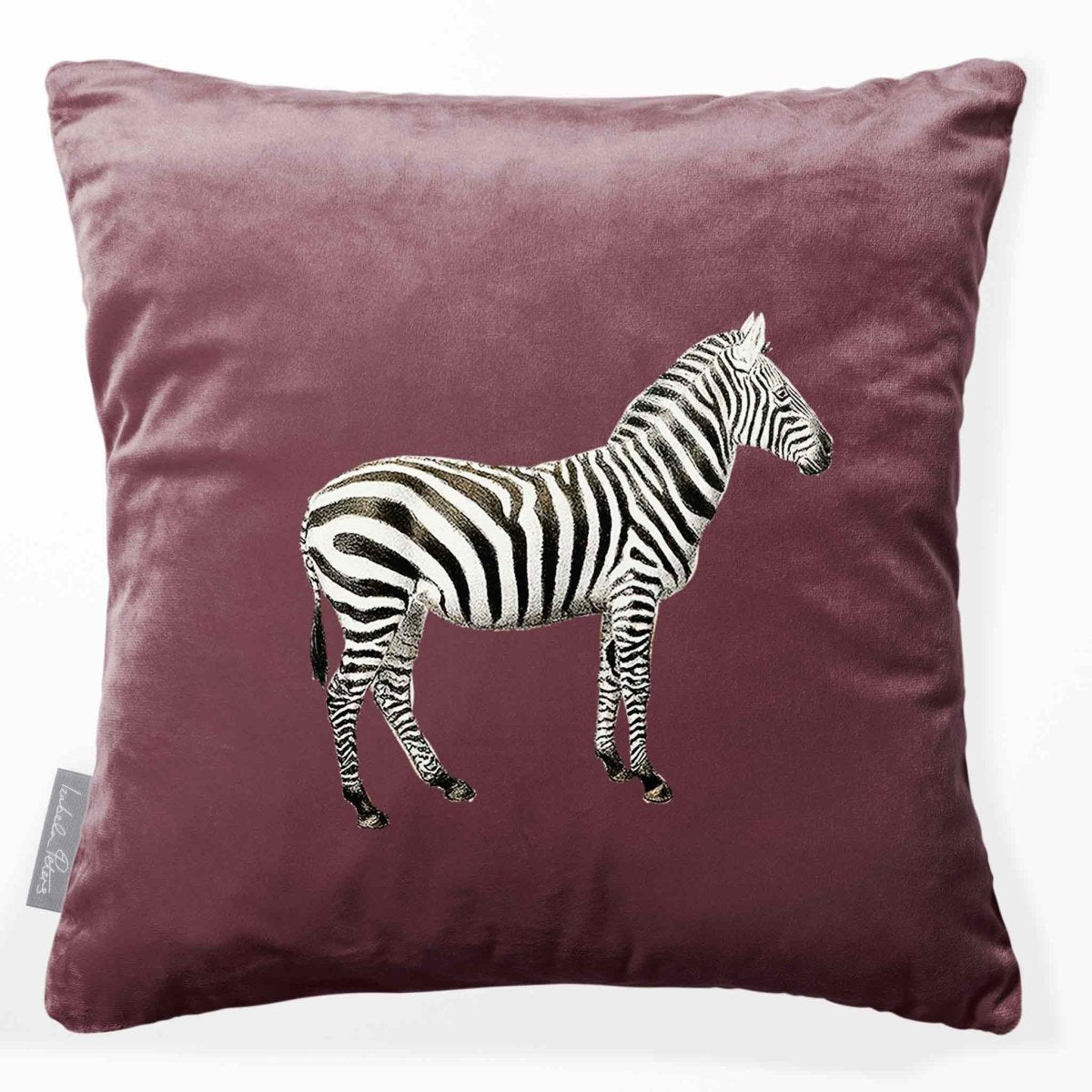 Zebra | Sustainable Velvet Cushion - Italian Grape 40 x 40 cm Smooth by Izabela Peters
