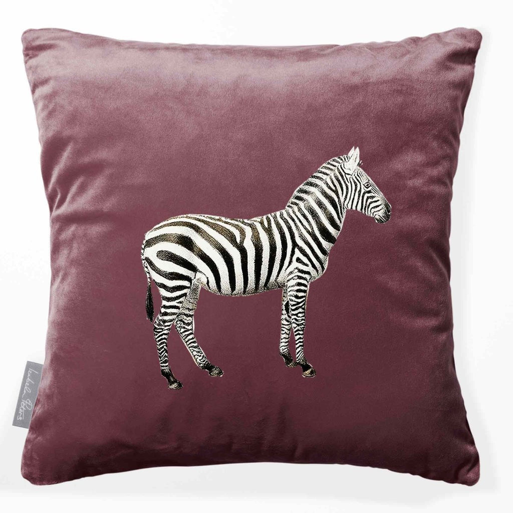 Zebra | Sustainable Velvet Cushion - Italian Grape 40 x 40 cm Smooth by Izabela Peters