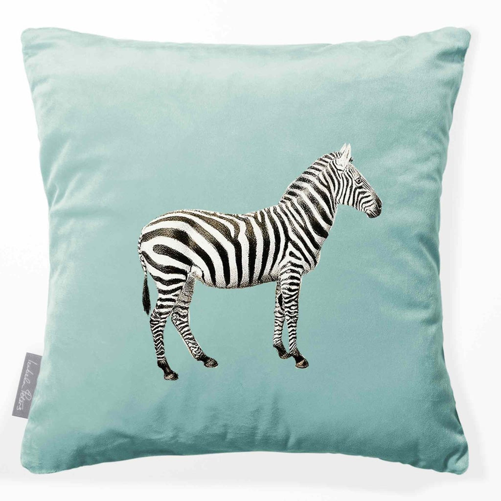 Zebra | Sustainable Velvet Cushion - Blue Surf 40 x 40 cm Smooth by Izabela Peters