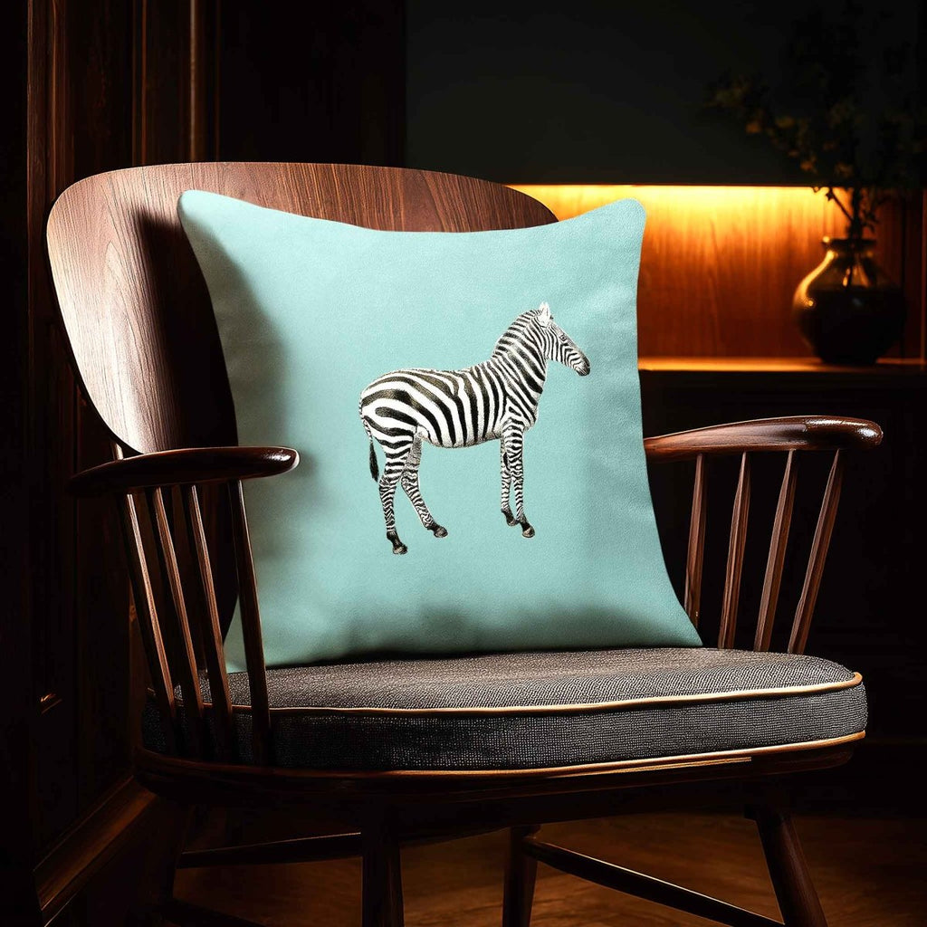 Zebra | Sustainable Velvet Cushion - Blue Surf 40 x 40 cm Standard by Izabela Peters