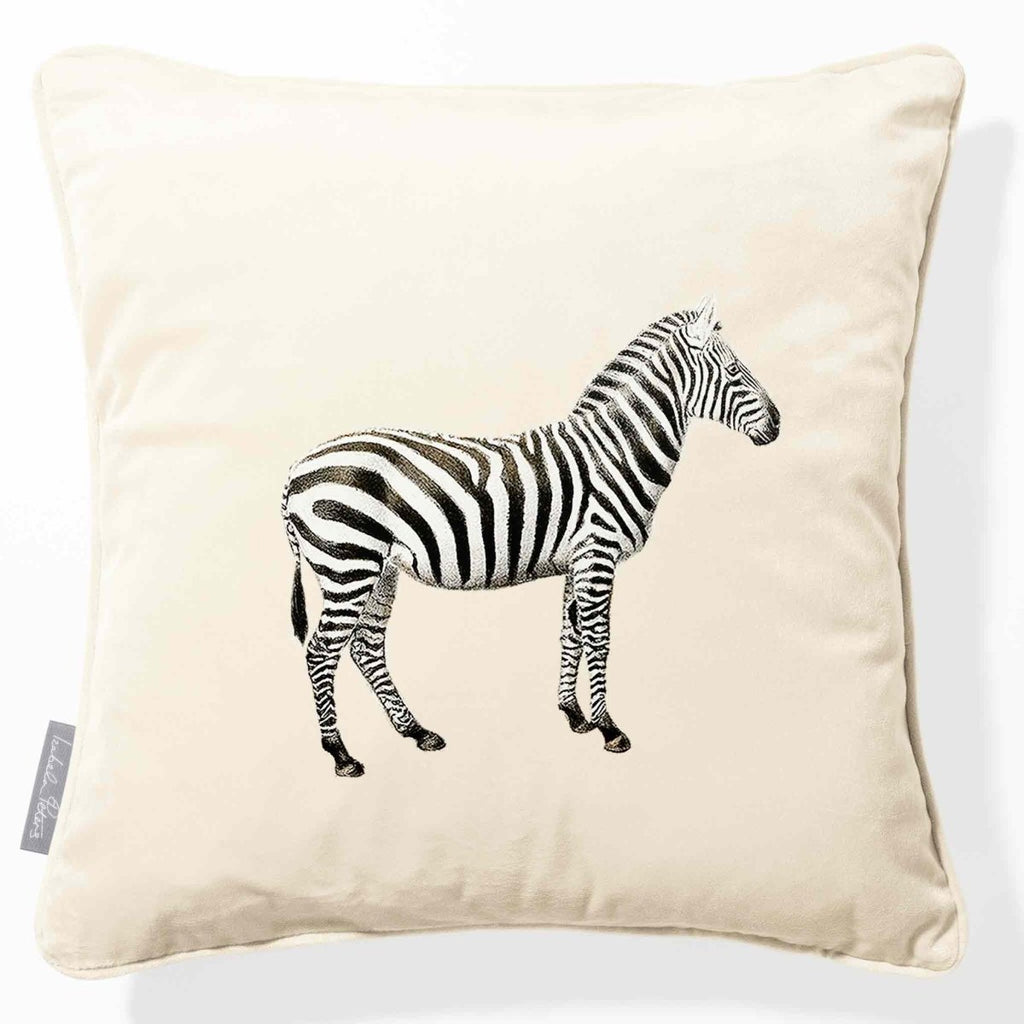 Zebra | Sustainable Velvet Cushion - Ivory Cream 40 x 40 cm Piped by Izabela Peters