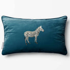 Zebra | Sustainable Velvet Rectangle Cushion - Teal 50 x 30 cm Piped by Izabela Peters