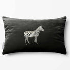 Zebra | Sustainable Velvet Rectangle Cushion - Charcoal 50 x 30 cm Standard by Izabela Peters