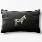 Zebra | Sustainable Velvet Rectangle Cushion - Charcoal 50 x 30 cm Piped by Izabela Peters