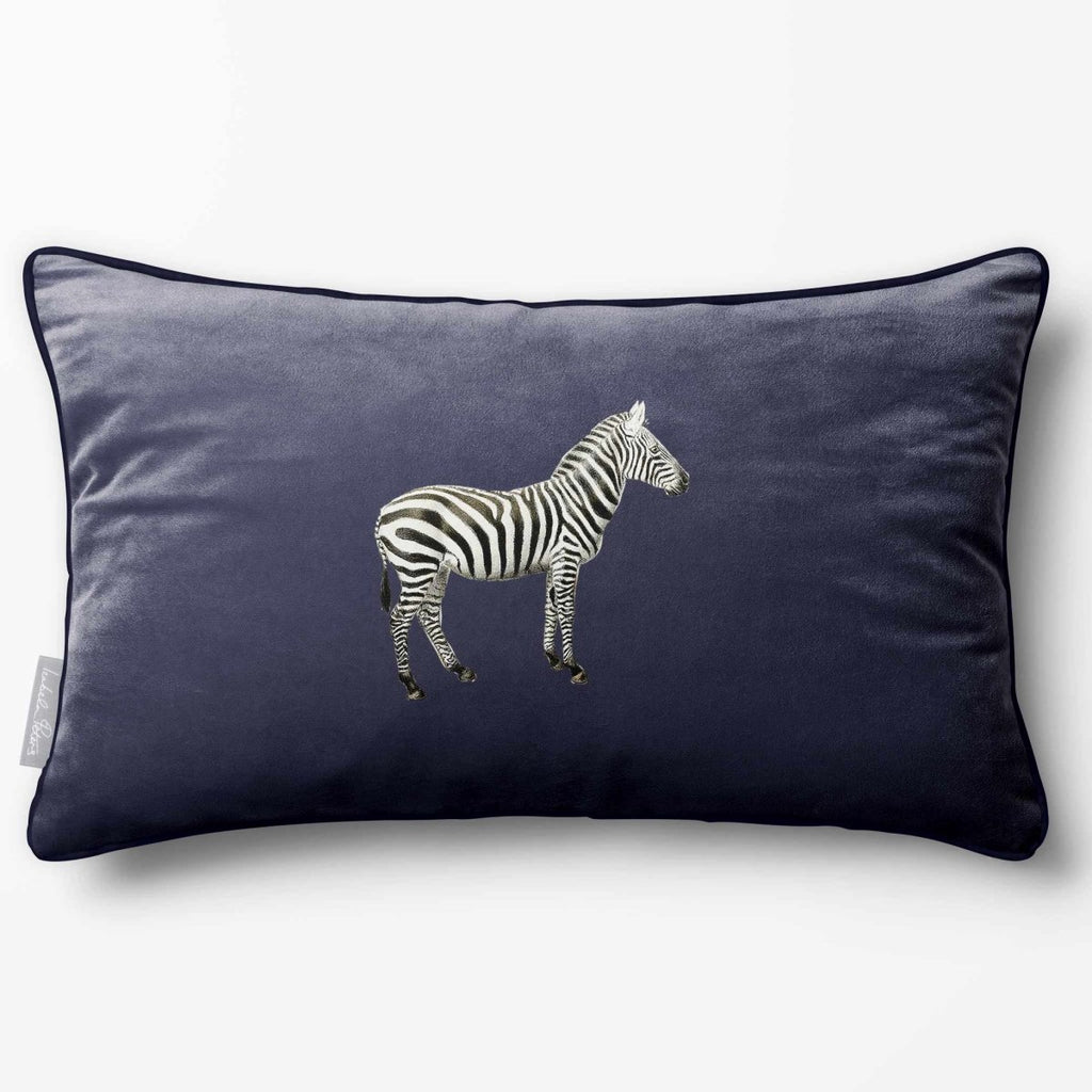 Zebra | Sustainable Velvet Rectangle Cushion - Graphite 50 x 30 cm Piped by Izabela Peters