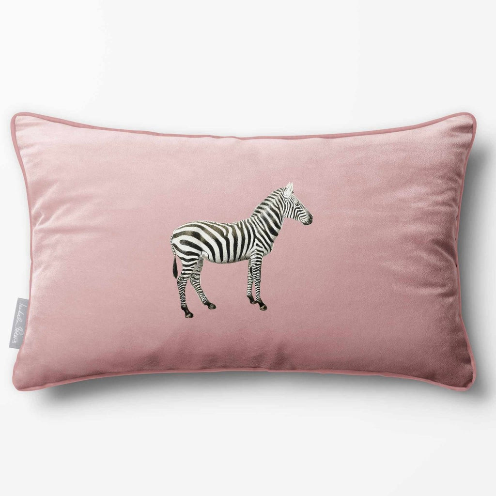 Zebra | Sustainable Velvet Rectangle Cushion - Rosewater 50 x 30 cm Piped by Izabela Peters