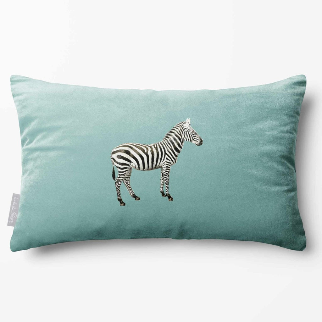Zebra | Sustainable Velvet Rectangle Cushion - Blue Surf 50 x 30 cm Standard by Izabela Peters