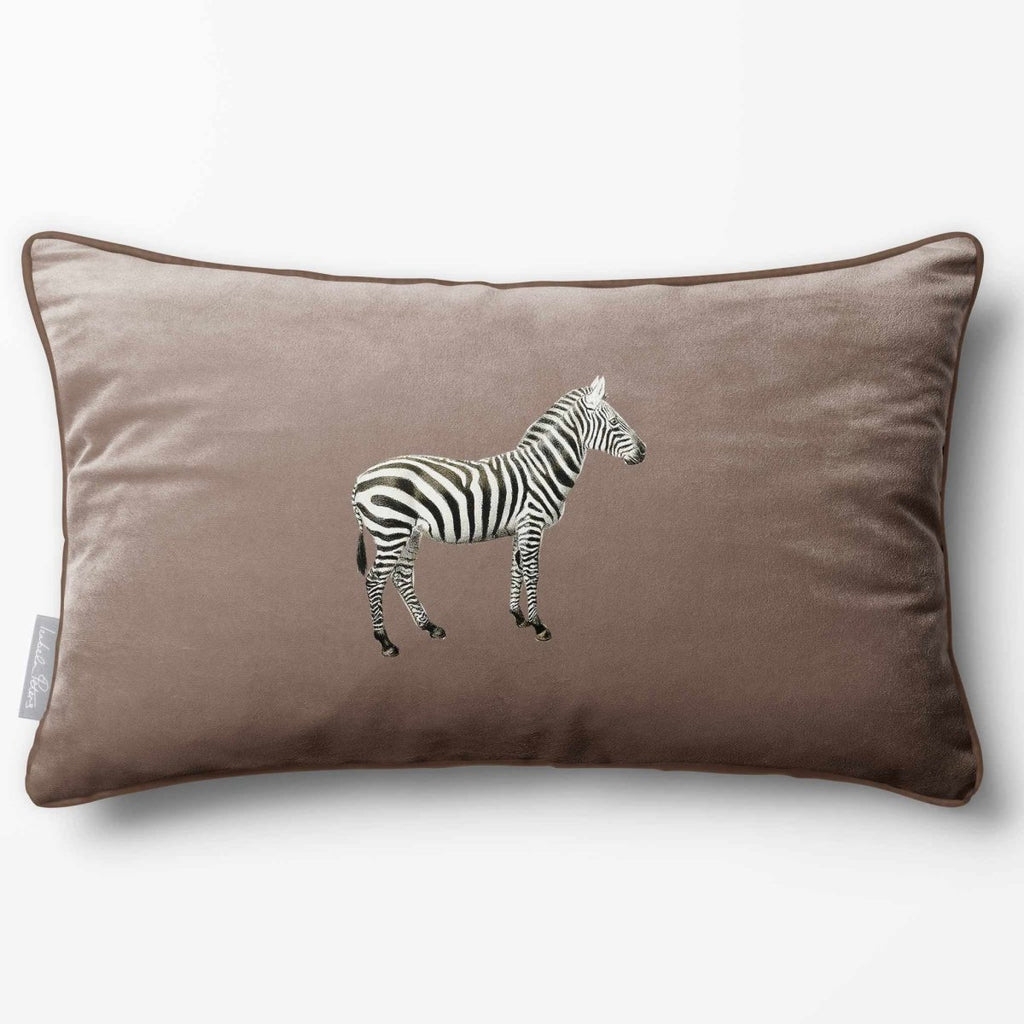 Zebra | Sustainable Velvet Rectangle Cushion - Dovedale Stone 50 x 30 cm Piped by Izabela Peters