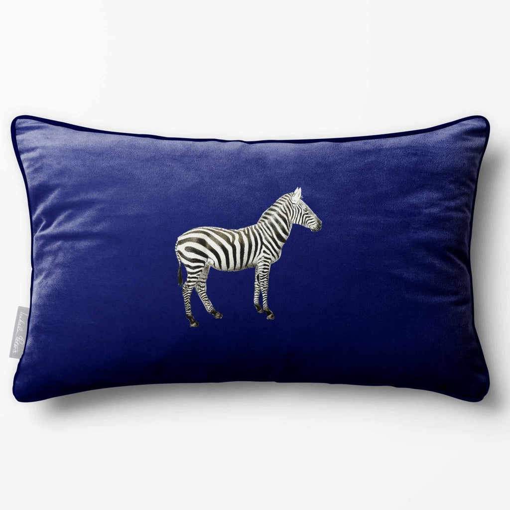 Zebra | Sustainable Velvet Rectangle Cushion - Midnight 50 x 30 cm Piped by Izabela Peters