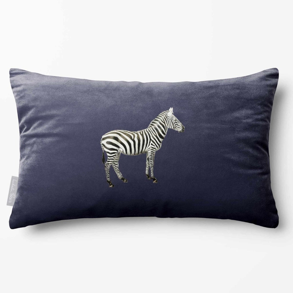 Zebra | Sustainable Velvet Rectangle Cushion - Graphite 50 x 30 cm Standard by Izabela Peters