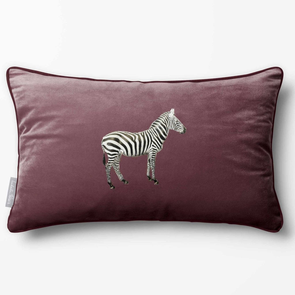 Zebra | Sustainable Velvet Rectangle Cushion - Italian Grape 50 x 30 cm Piped by Izabela Peters