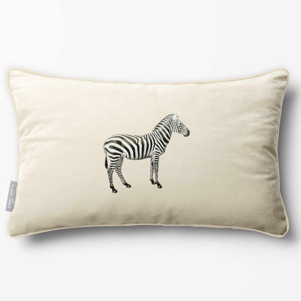 Zebra | Sustainable Velvet Rectangle Cushion - Ivory Cream 50 x 30 cm Piped by Izabela Peters