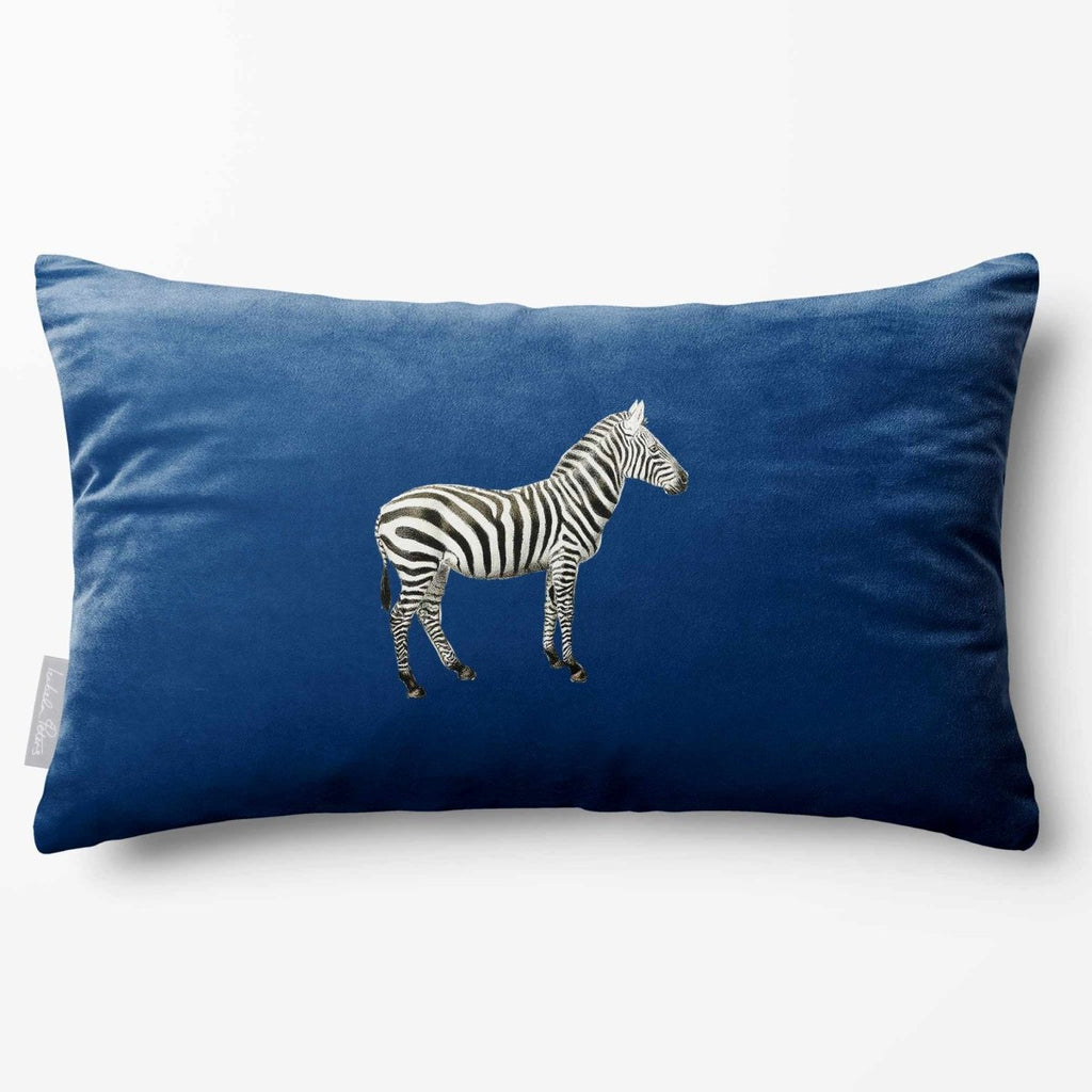 Zebra | Sustainable Velvet Rectangle Cushion - Estate Blue 50 x 30 cm Standard by Izabela Peters