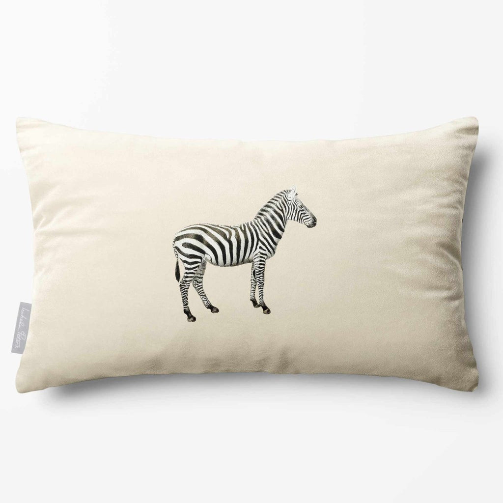 Zebra | Sustainable Velvet Rectangle Cushion - Ivory Cream 50 x 30 cm Standard by Izabela Peters
