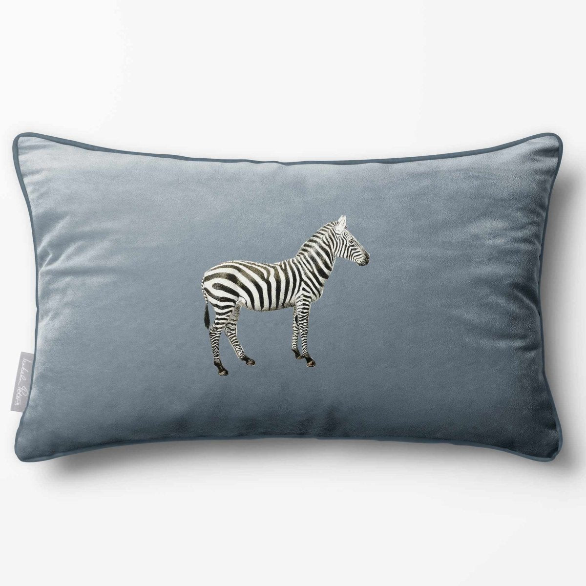 Zebra | Sustainable Velvet Rectangle Cushion - French Grey 50 x 30 cm Piped by Izabela Peters