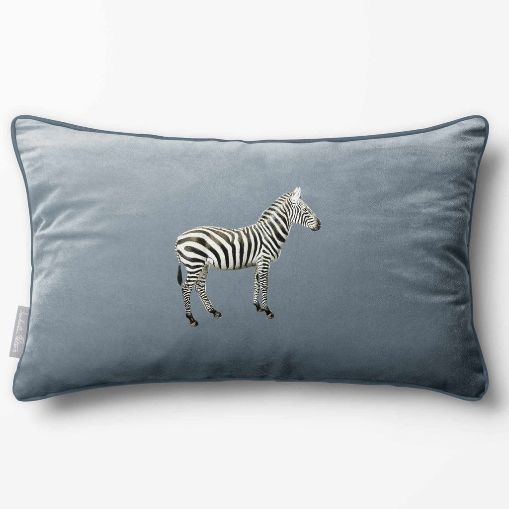Zebra | Sustainable Velvet Rectangle Cushion - French Grey 50 x 30 cm Piped by Izabela Peters