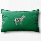 Zebra | Sustainable Velvet Rectangle Cushion - Emerald Green 50 x 30 cm Piped by Izabela Peters