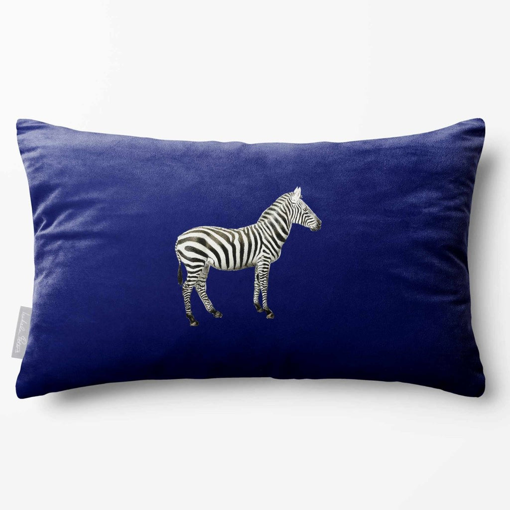 Zebra | Sustainable Velvet Rectangle Cushion - Midnight 50 x 30 cm Standard by Izabela Peters