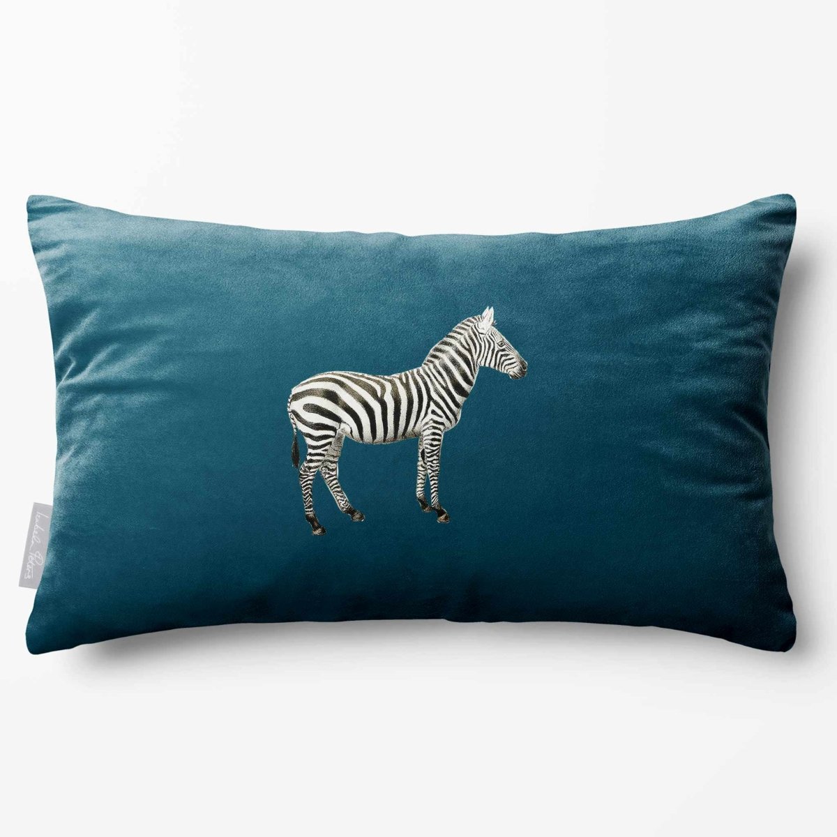 Zebra | Sustainable Velvet Rectangle Cushion - Teal 50 x 30 cm Standard by Izabela Peters