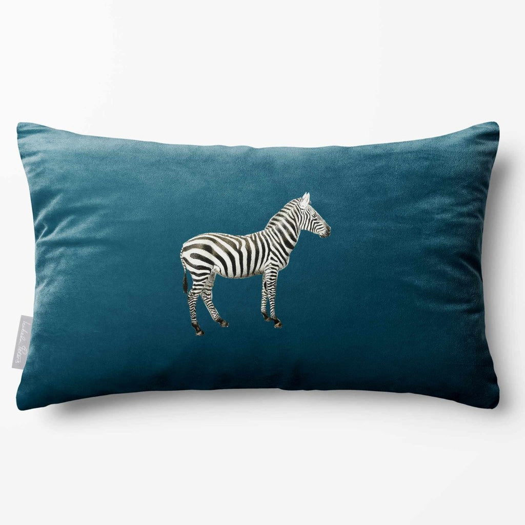 Zebra | Sustainable Velvet Rectangle Cushion - Teal 50 x 30 cm Standard by Izabela Peters
