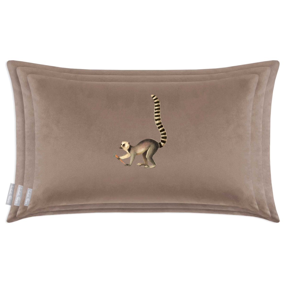 Lemur | Sustainable Velvet Rectangle Cushion - Dovedale Stone 50 x 30 cm Cover Only by Izabela Peters