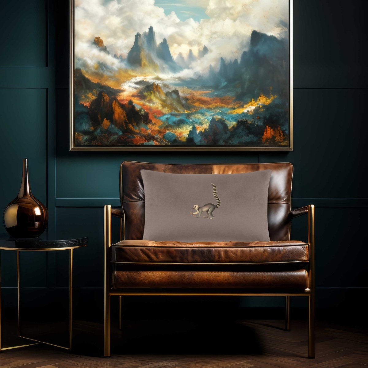 Lemur | Sustainable Velvet Rectangle Cushion - Dovedale Stone 50 x 30 cm Cover Only by Izabela Peters