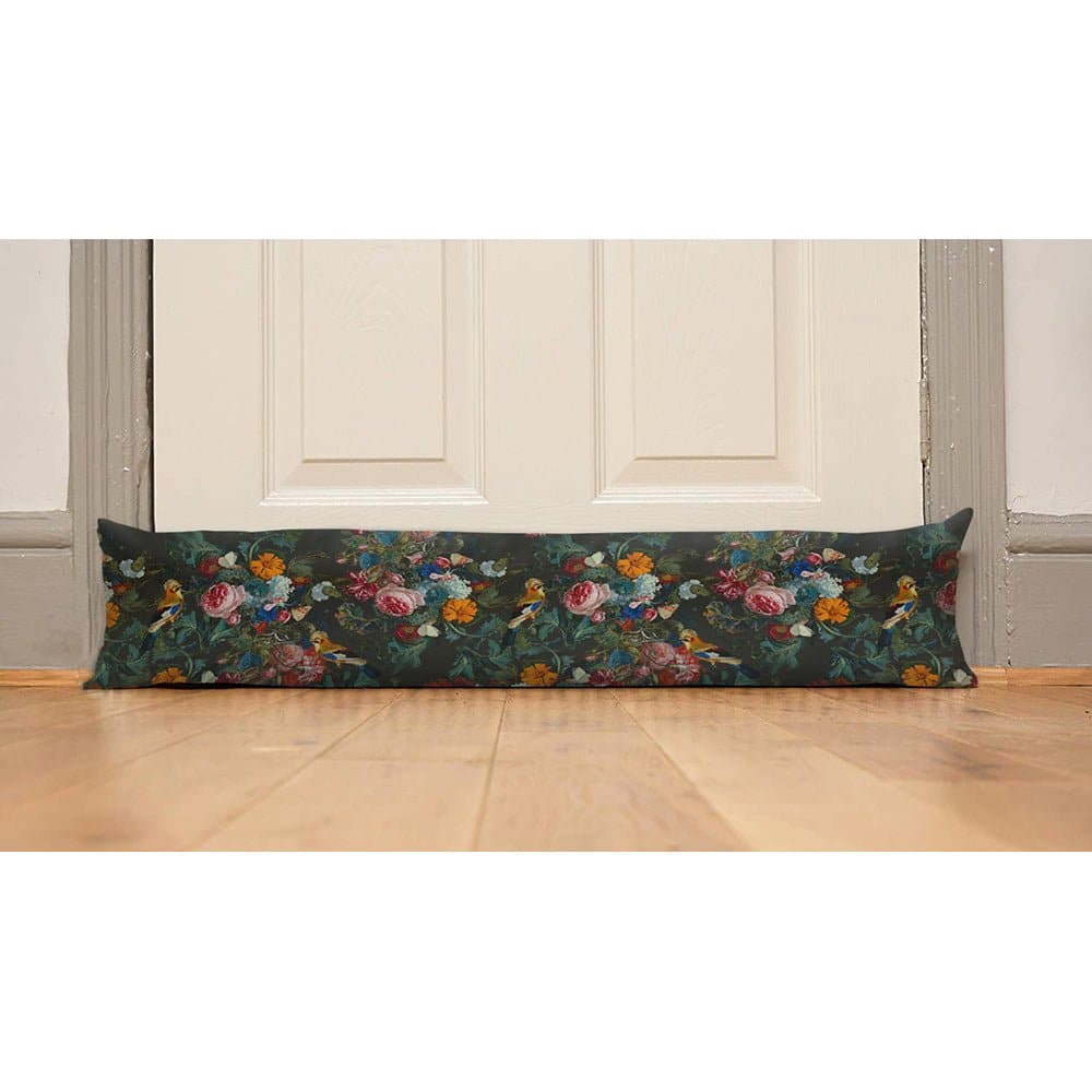 Luxury Eco - Friendly Draught Excluder - Birds In Paradise - Charcoal Standard by Izabela Peters
