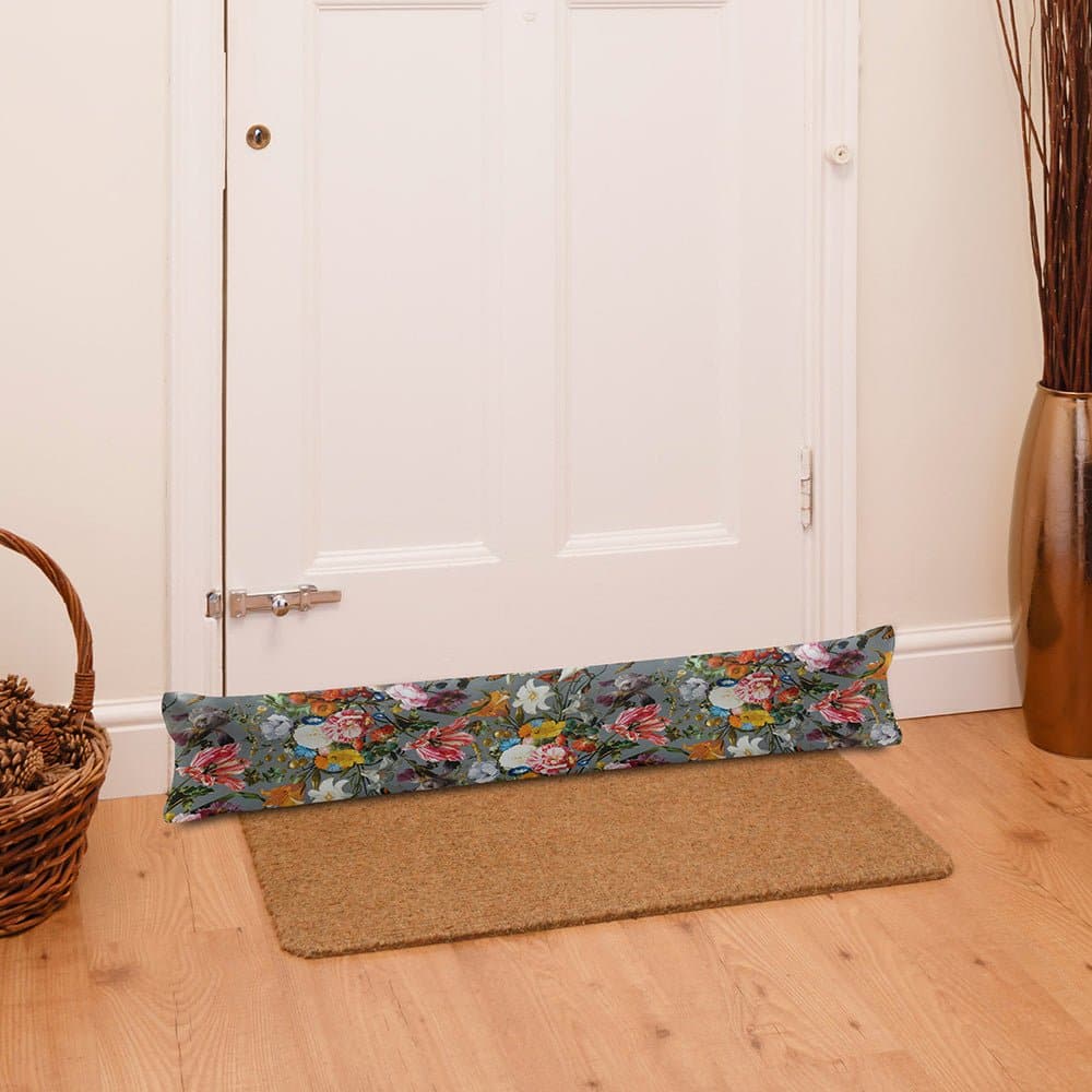 Luxury Eco - Friendly Draught Excluder - Floral Dream - French Grey Standard by Izabela Peters