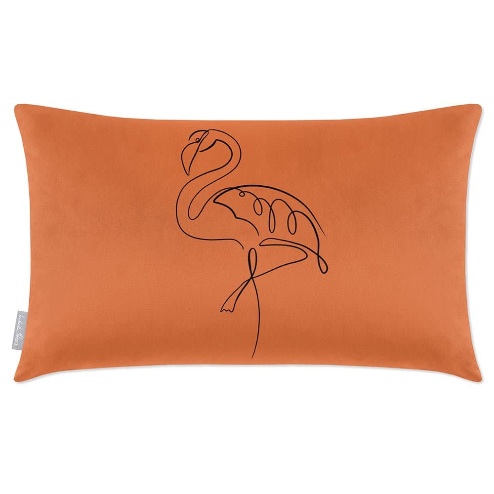Luxury Eco-Friendly Rectangle Velvet Cushion  - Abstract Flamingo  IzabelaPeters Burnt Ochre 50 x 30 cm 