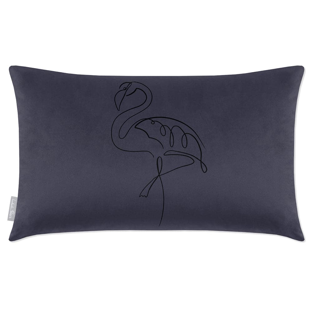 Luxury Eco-Friendly Rectangle Velvet Cushion  - Abstract Flamingo  IzabelaPeters Graphite 50 x 30 cm 