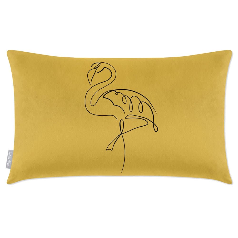 Luxury Eco-Friendly Rectangle Velvet Cushion  - Abstract Flamingo  IzabelaPeters White And Black 50 x 30 cm 