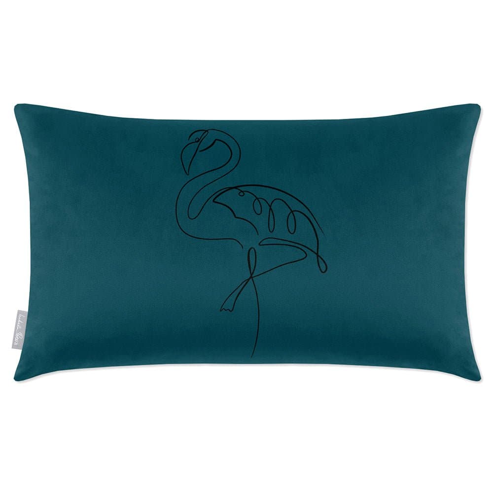 Luxury Eco-Friendly Rectangle Velvet Cushion  - Abstract Flamingo  IzabelaPeters Teal 50 x 30 cm 