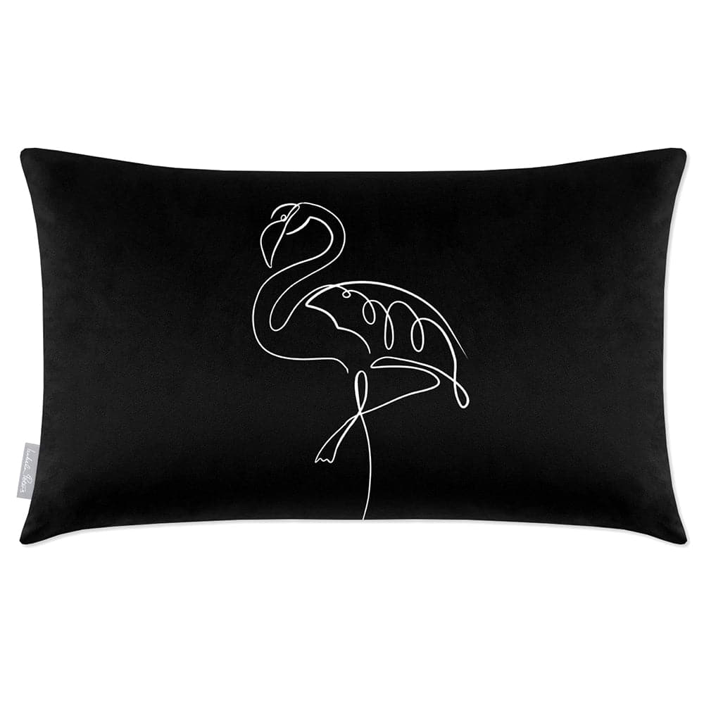 Luxury Eco-Friendly Rectangle Velvet Cushion  - Abstract Flamingo  IzabelaPeters Black And White 50 x 30 cm 