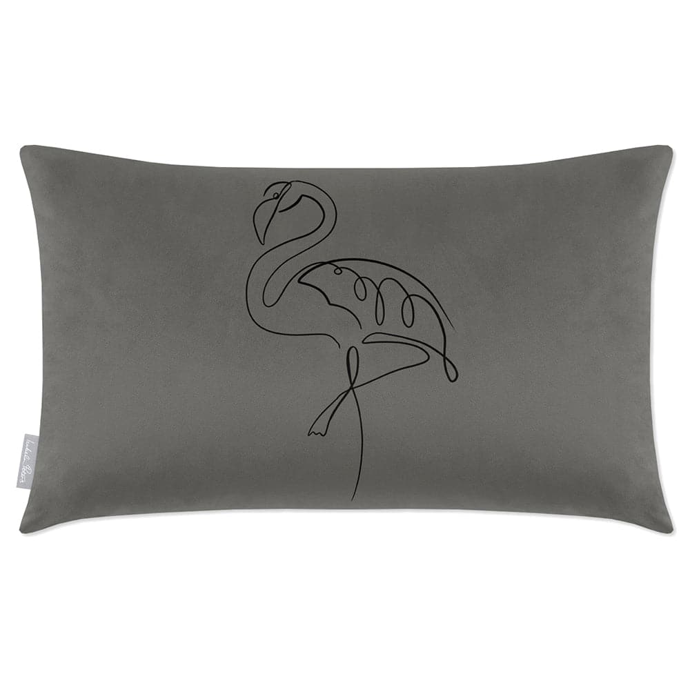Luxury Eco-Friendly Rectangle Velvet Cushion  - Abstract Flamingo  IzabelaPeters Beluga 50 x 30 cm 
