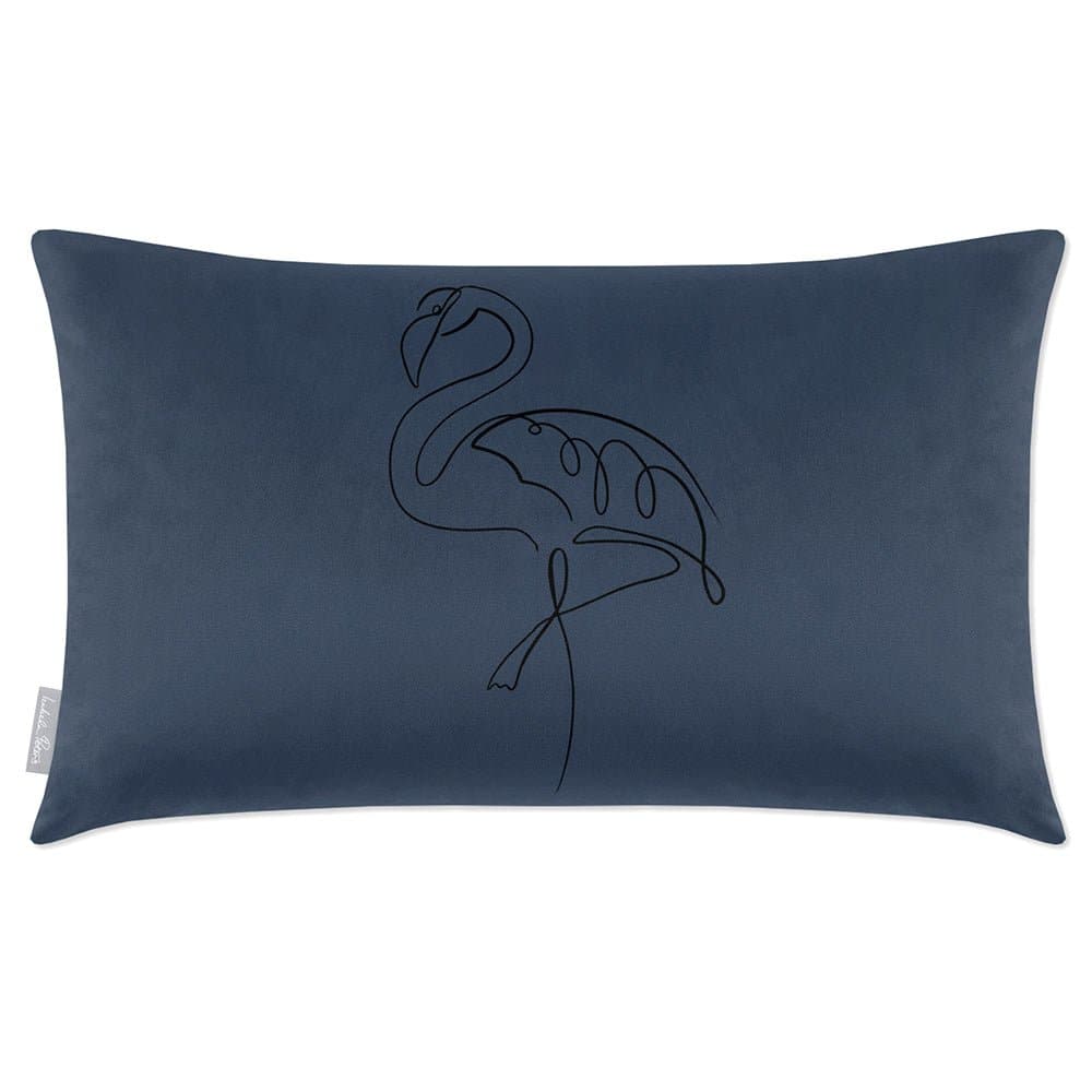 Luxury Eco-Friendly Rectangle Velvet Cushion  - Abstract Flamingo  IzabelaPeters Petrol Blue 50 x 30 cm 