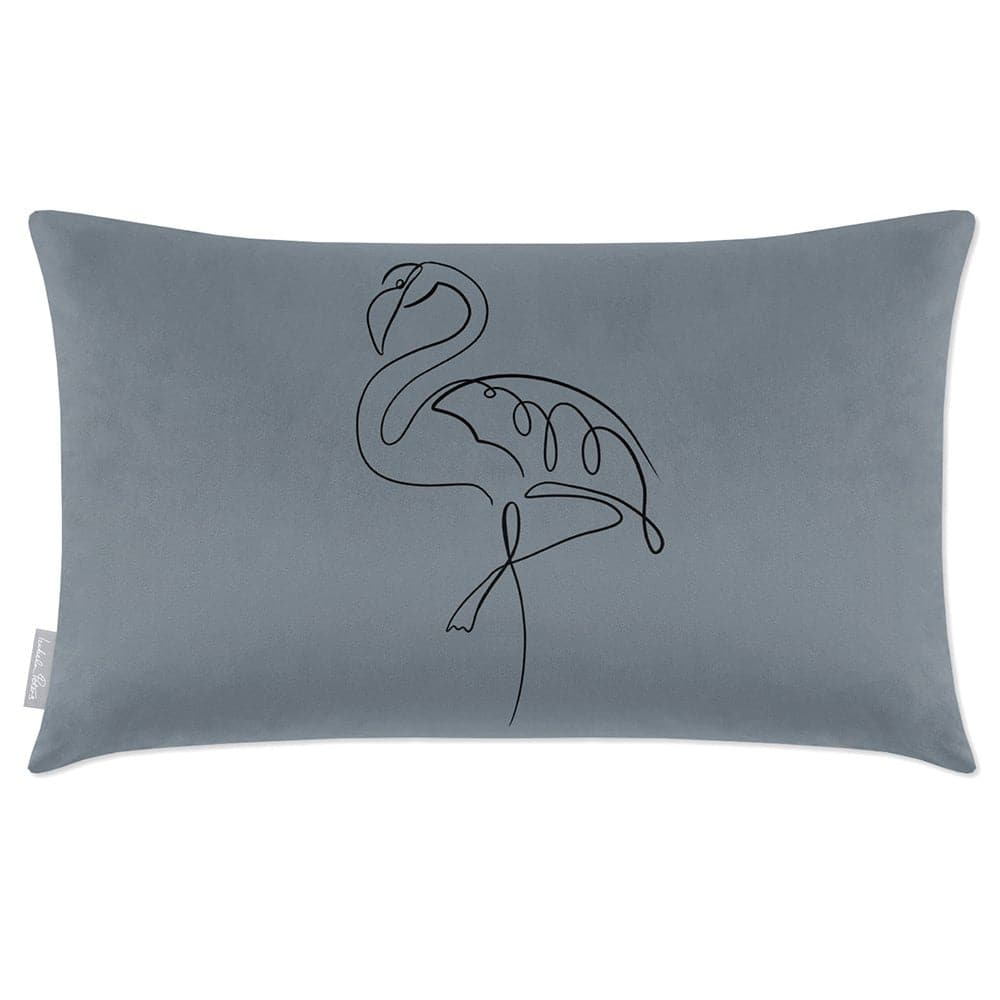Luxury Eco-Friendly Rectangle Velvet Cushion  - Abstract Flamingo  IzabelaPeters French Grey 50 x 30 cm 