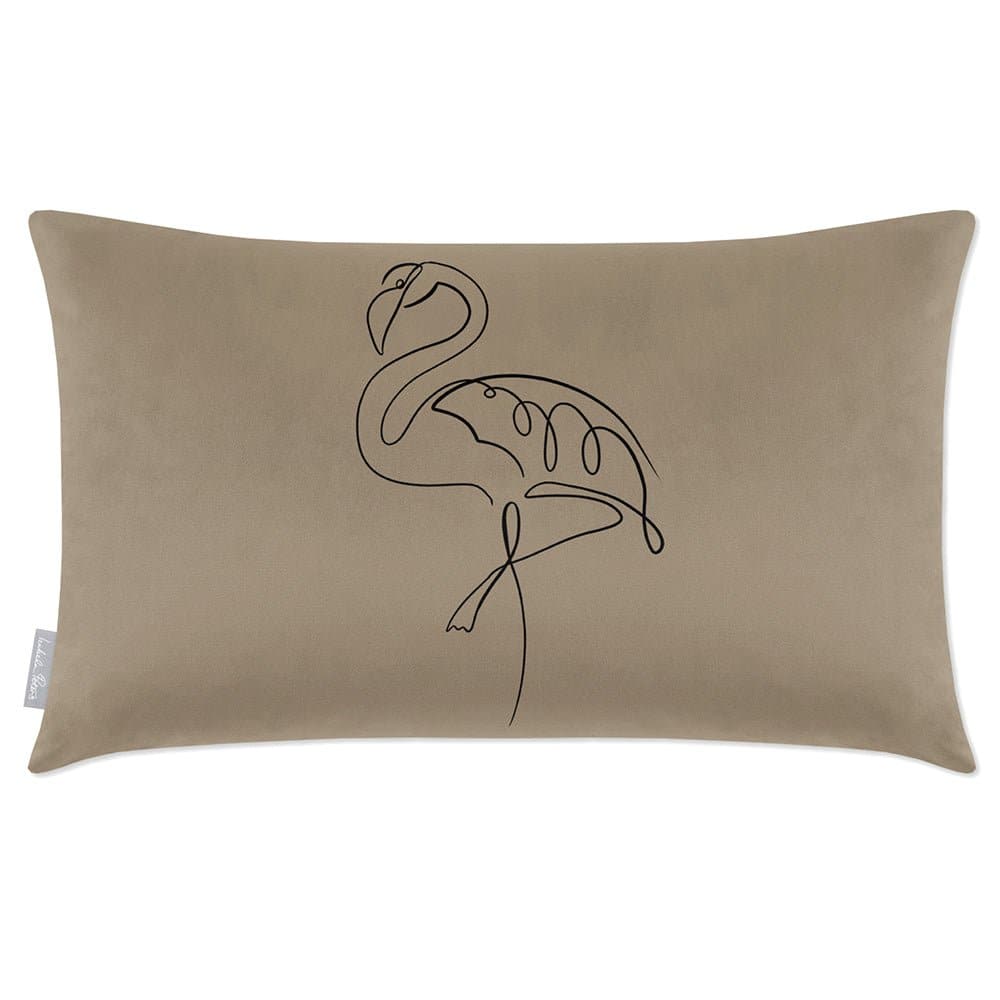 Luxury Eco-Friendly Rectangle Velvet Cushion  - Abstract Flamingo  IzabelaPeters Taupe 50 x 30 cm 