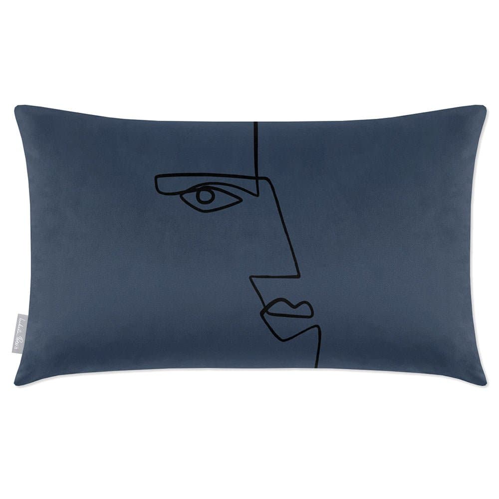 Luxury Eco-Friendly Rectangle Velvet Cushion  - Angular Face  IzabelaPeters Petrol Blue 50 x 30 cm 