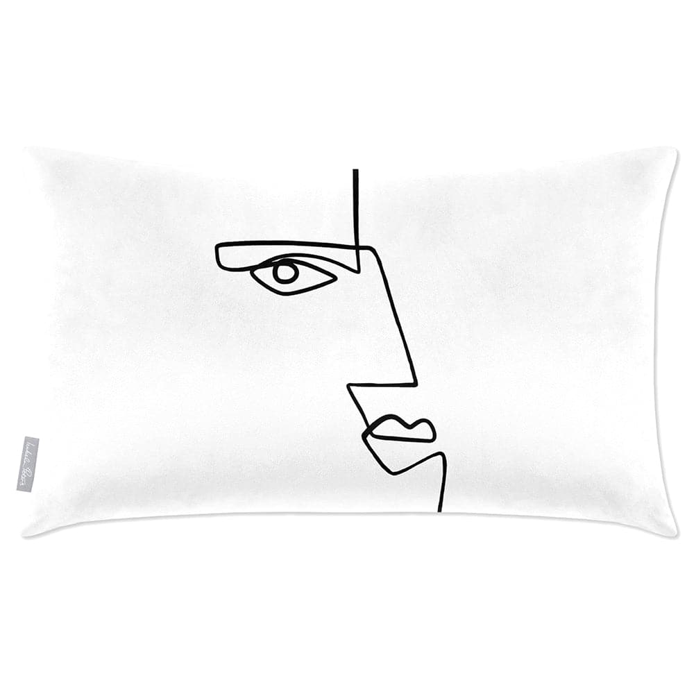 Luxury Eco-Friendly Rectangle Velvet Cushion  - Angular Face  IzabelaPeters White And Black 50 x 30 cm 