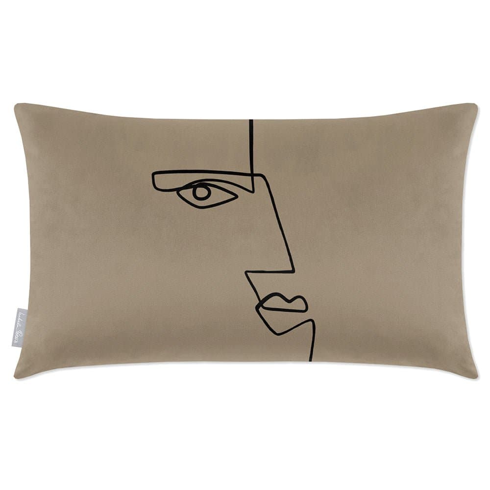 Luxury Eco-Friendly Rectangle Velvet Cushion  - Angular Face  IzabelaPeters Taupe 50 x 30 cm 