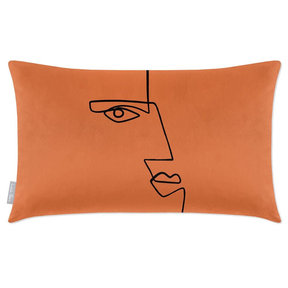 Luxury Eco-Friendly Rectangle Velvet Cushion  - Angular Face  IzabelaPeters Burnt Ochre 50 x 30 cm 
